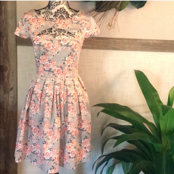 LC Lauren Conrad Floral Cutout Chest Flare Dress - Picture 1 of 8